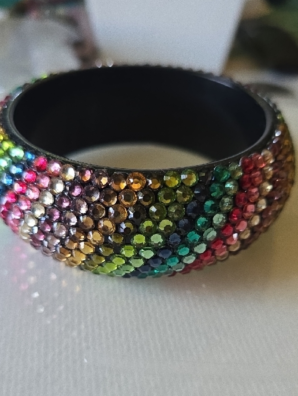 Rhinestone Multicolor Statement Bangle - Picture 2 of 5